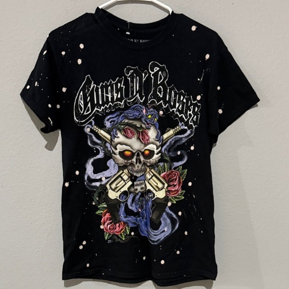 Guns N' Roses vintage art Black Graphic splatter Men's T-Shirt unisex M